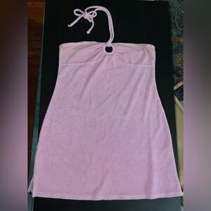 Juicy Couture Pink Terry Cloth Soft Mini Dress with Halter straps Y2K Beach 🏖️